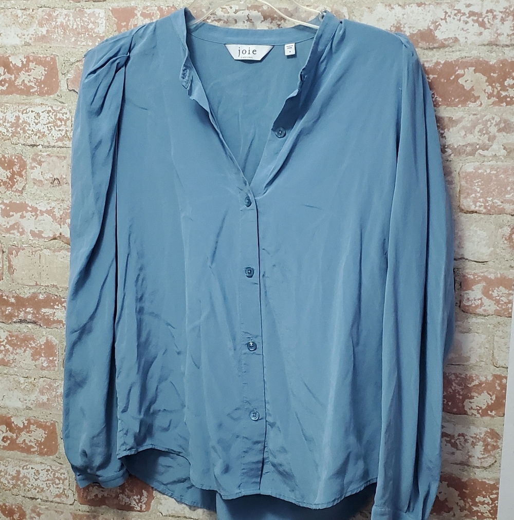 Joie Women's Blue Teal Button-Down Shirt Silk